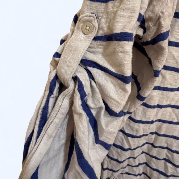 Women's Land's End White & Blue Striped 3/4 Sleeve Nautical Shirt - Picture 2 of 5